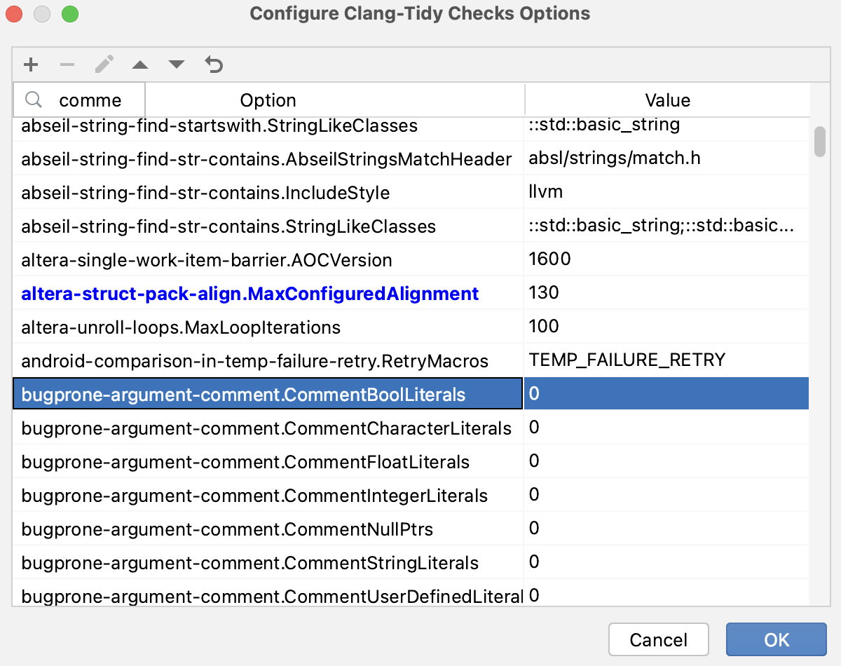 Options for checks Options for checks