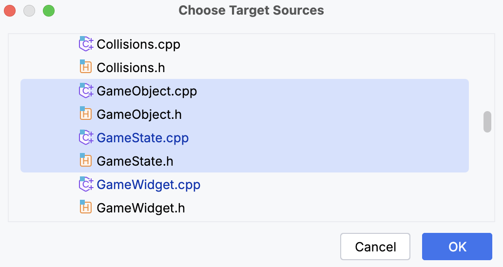 Choose target files Choose target files