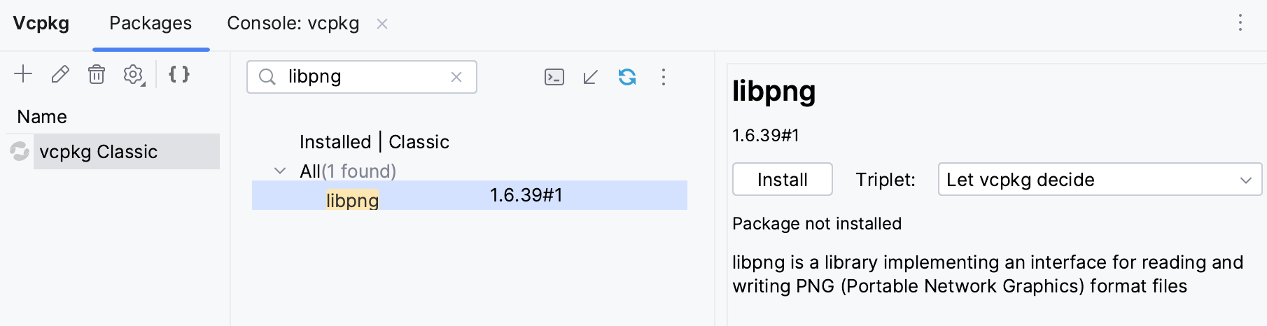 Search for libpng in vcpkg Search for libpng in vcpkg