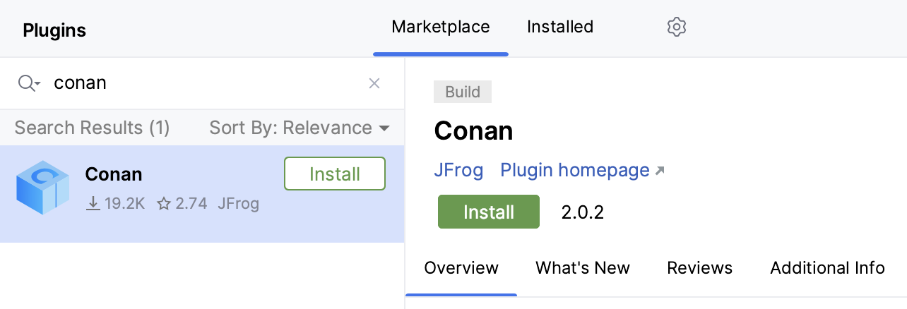 从 CLion 安装 Conan 插件 从 CLion 安装 Conan 插件