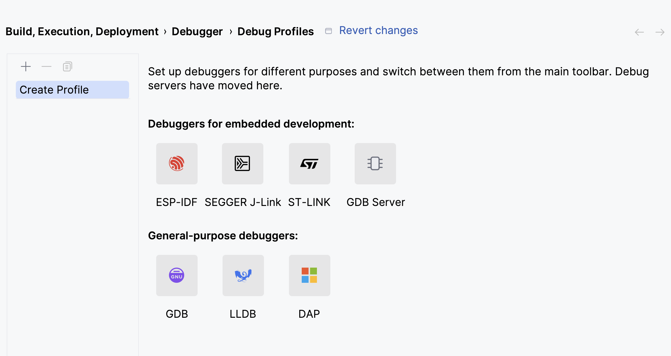Adding a debug server profile