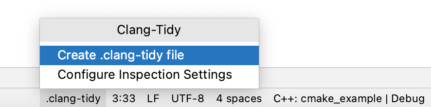 Create a .clang-tidy file Create a .clang-tidy file
