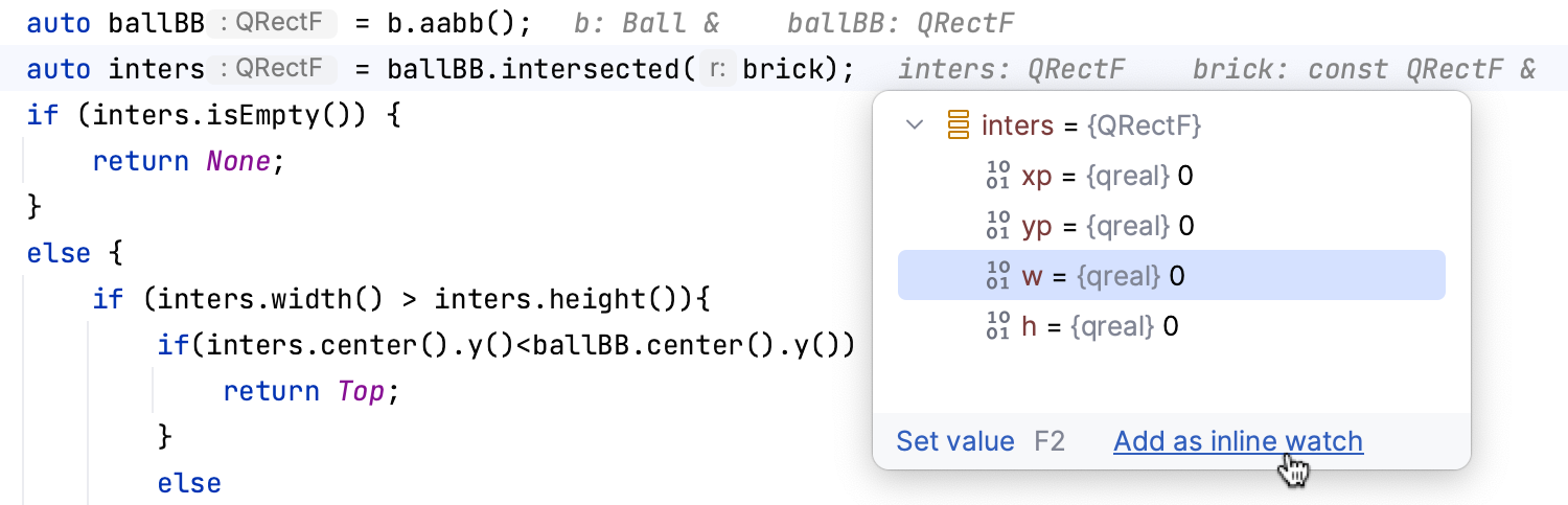 Adding an inline watch option Adding an inline watch option