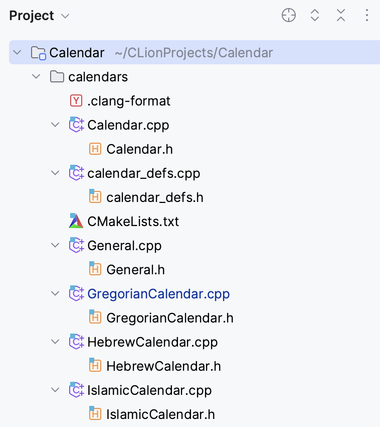 已启用 .cpp 和 .h 文件的嵌套 已启用 .cpp 和 .h 文件的嵌套
