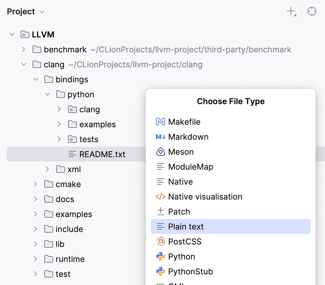 CLion:从项目工具窗口更改文件类型 CLion:从项目工具窗口更改文件类型