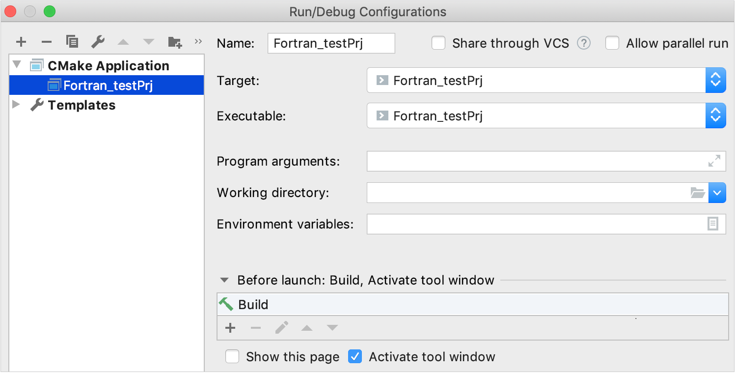 Fortran 的 CMake 运行/调试配置 Fortran 的 CMake 运行/调试配置