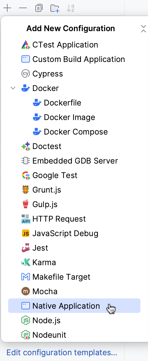 Adding a Native Application configuration Adding a Native Application configuration
