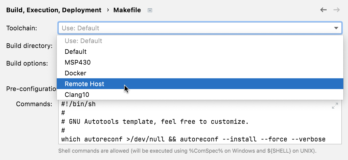 为 Makefile 项目选择工具链 为 Makefile 项目选择工具链
