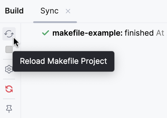 Project reload icon in the Build tool window Project reload icon in the Build tool window