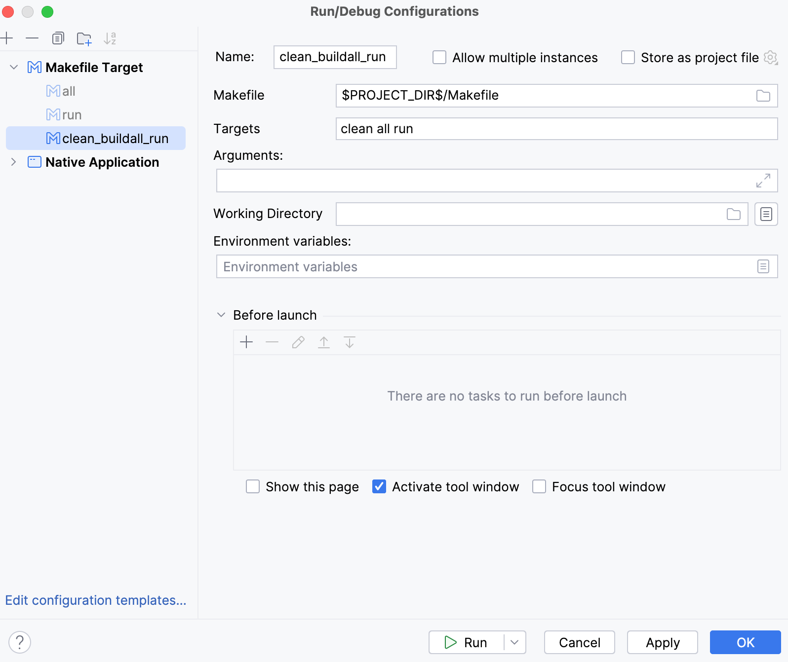 A Makefile Target configuration A Makefile Target configuration