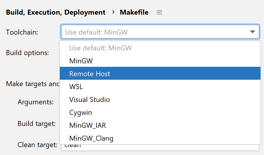 为 Makefile 选择远程工具链 为 Makefile 选择远程工具链