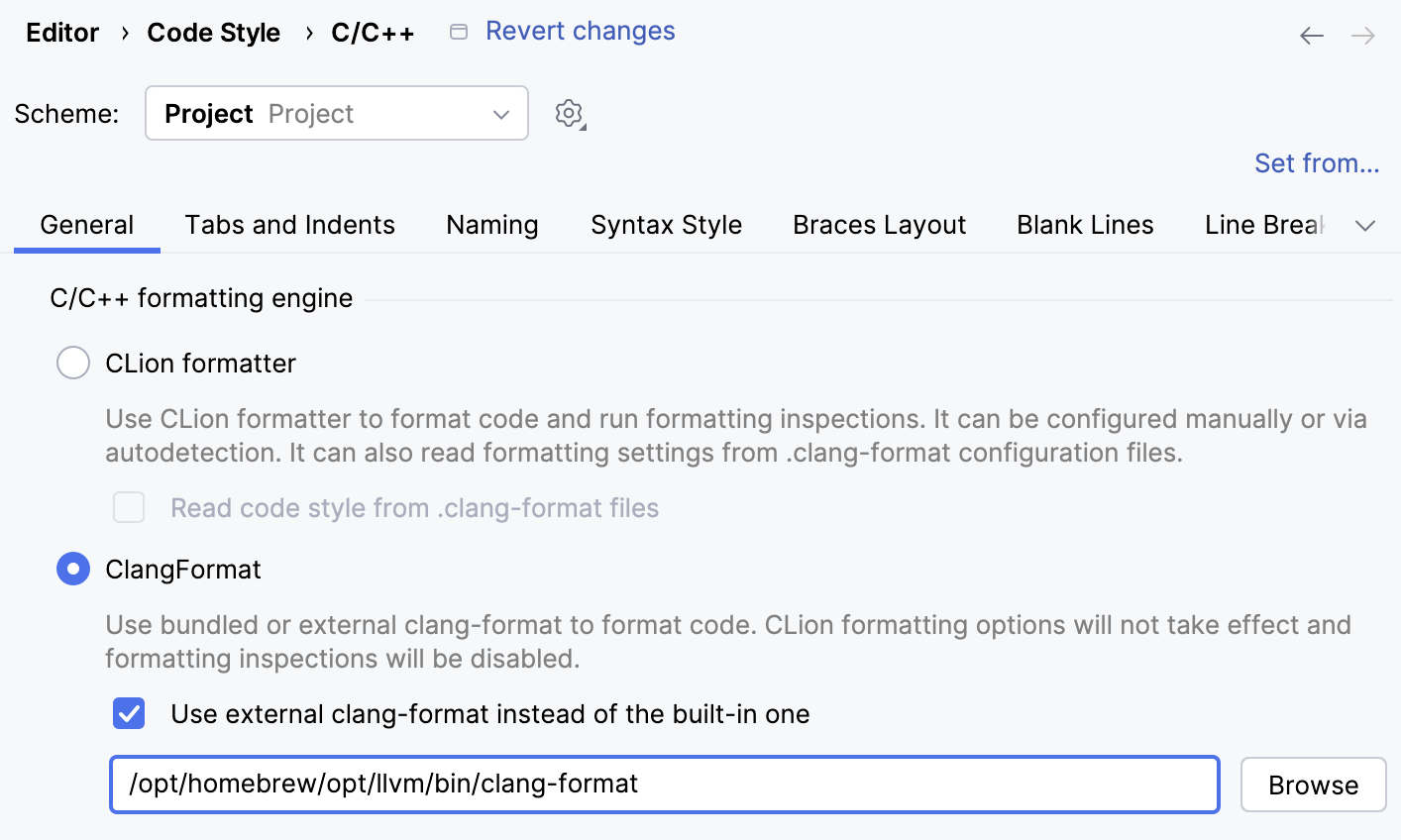 设置自定义的 clang-format 可执行文件 设置自定义的 clang-format 可执行文件