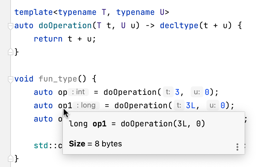 C++ inferred type in Quick Documentation popup C++ inferred type in Quick Documentation popup