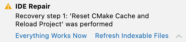 重置 CMake 缓存并重新加载项目