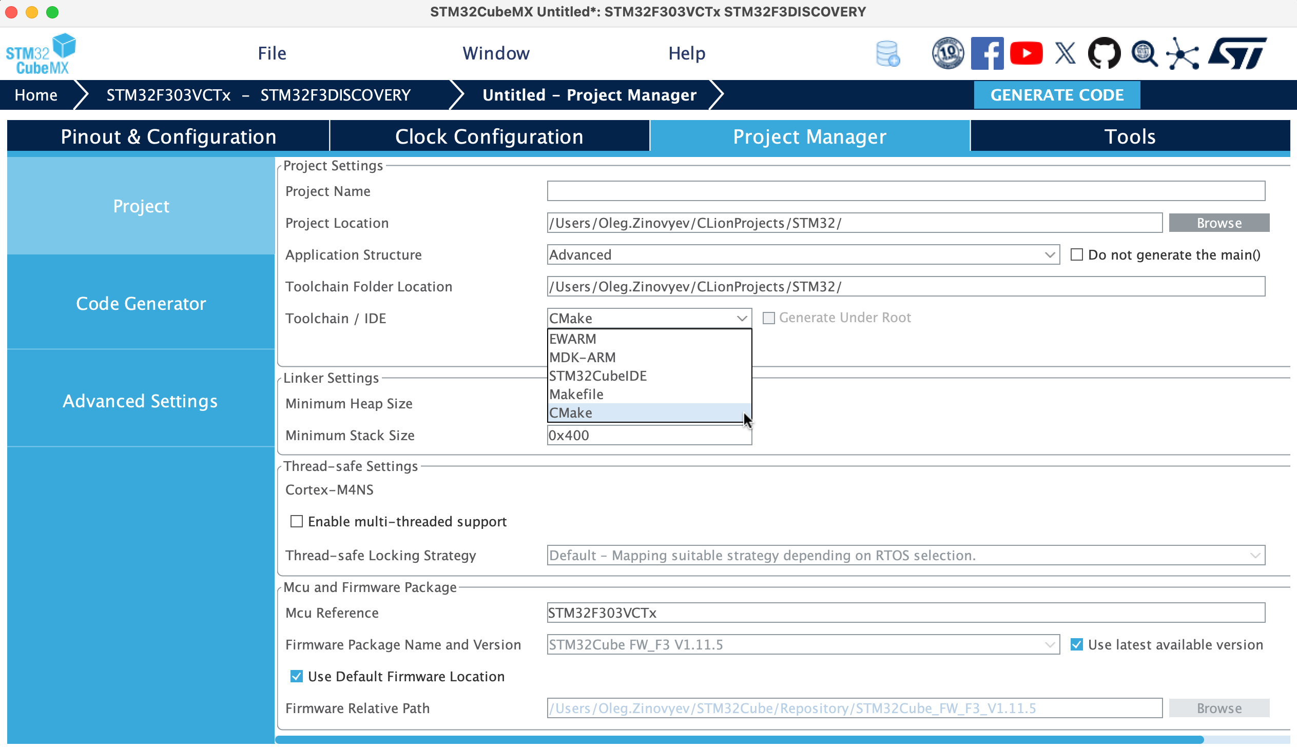 cubemx cmake 工具链
