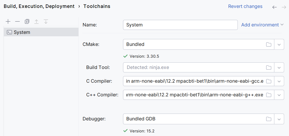 System toolchain configuration example System toolchain configuration example