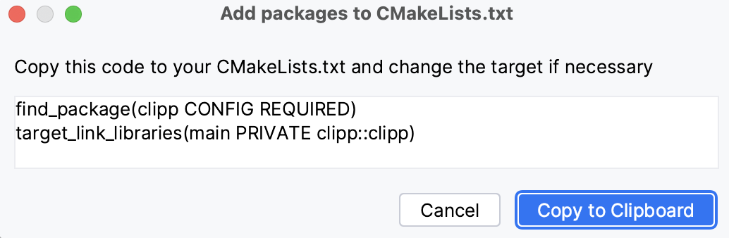 Code to paste in CMakeLists.txt Code to paste in CMakeLists.txt