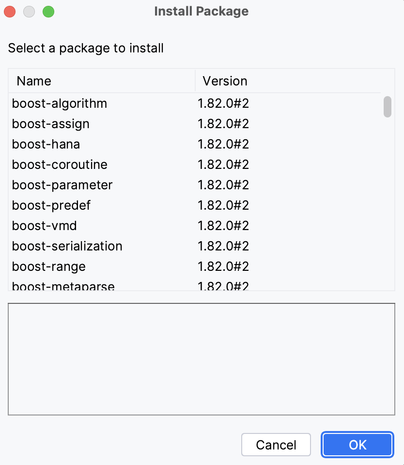 Package candidates dialog Package candidates dialog