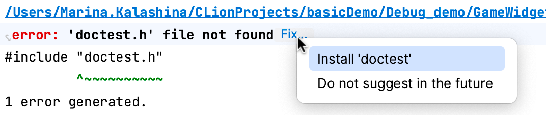 Suggestion to quick-fix for a missing package Suggestion to quick-fix for a missing package