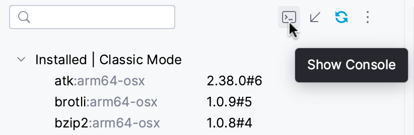 The Show Console button The Show Console button