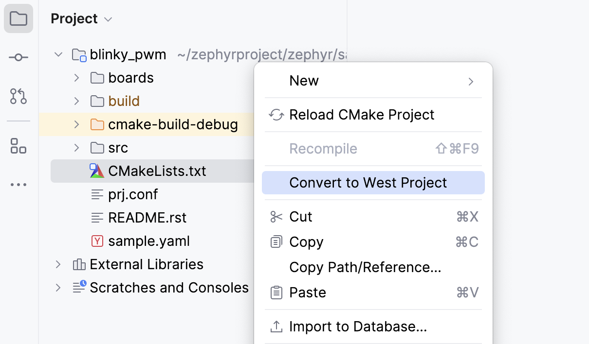 将 CMake 项目转换为 West 将 CMake 项目转换为 West