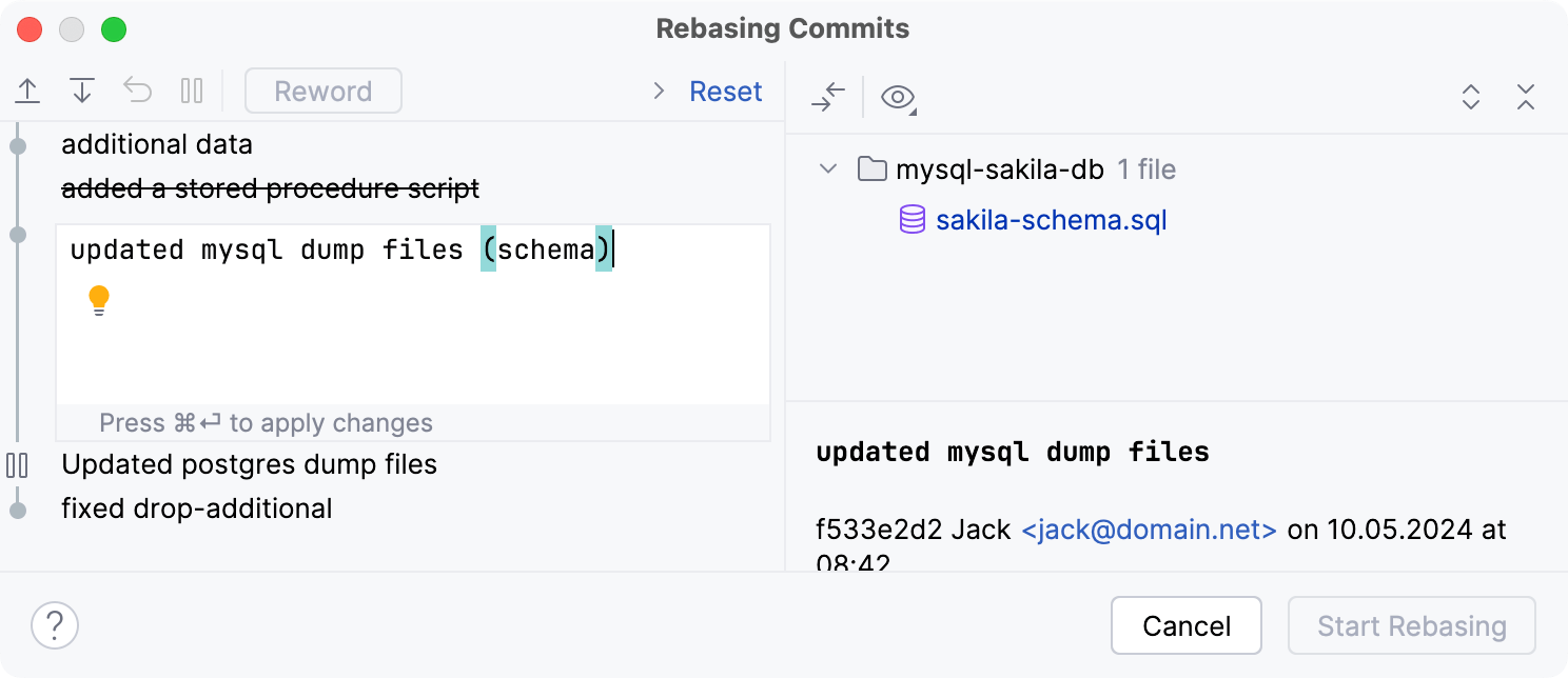 Interactive Rebase graph Interactive Rebase graph