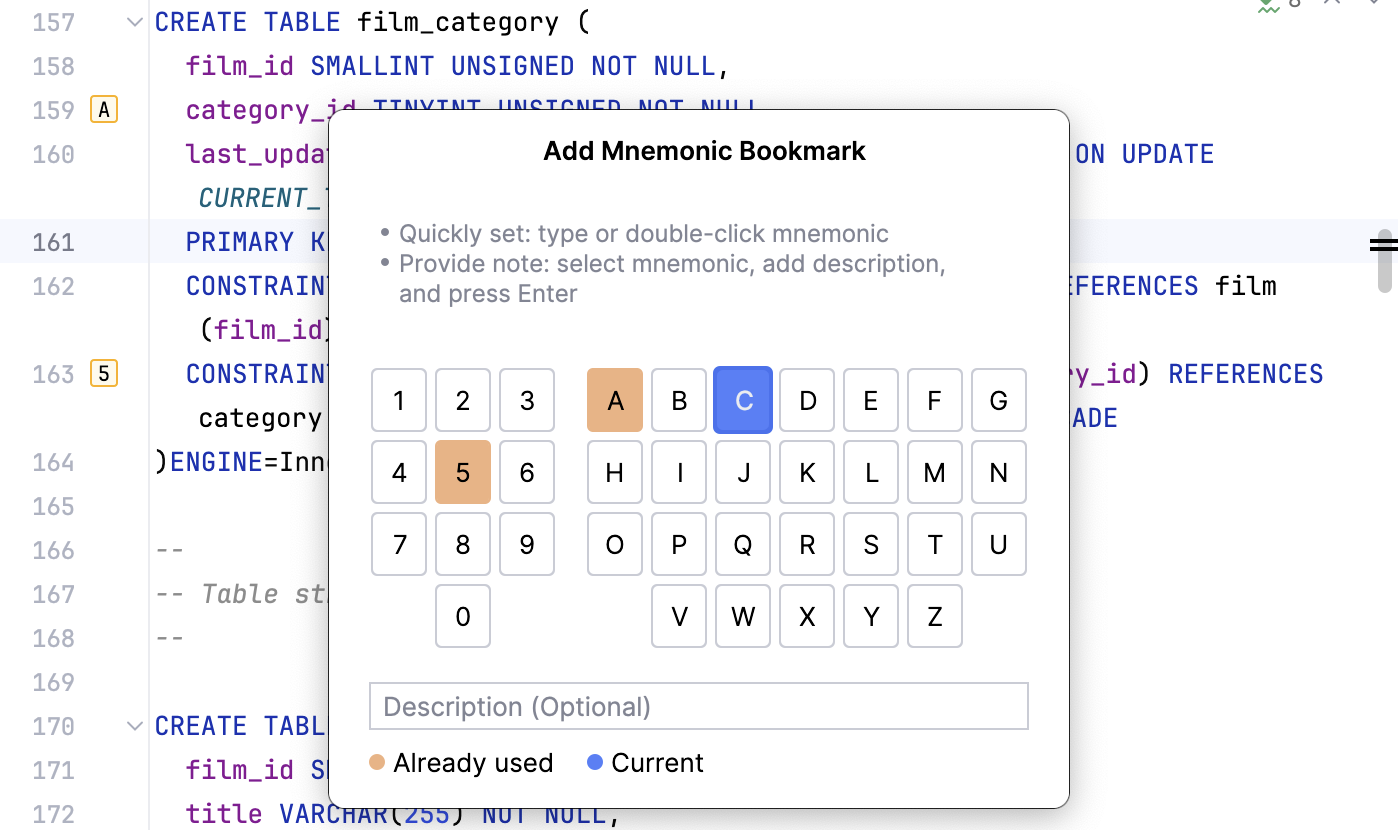 Adding a mnemonic bookmark Adding a mnemonic bookmark