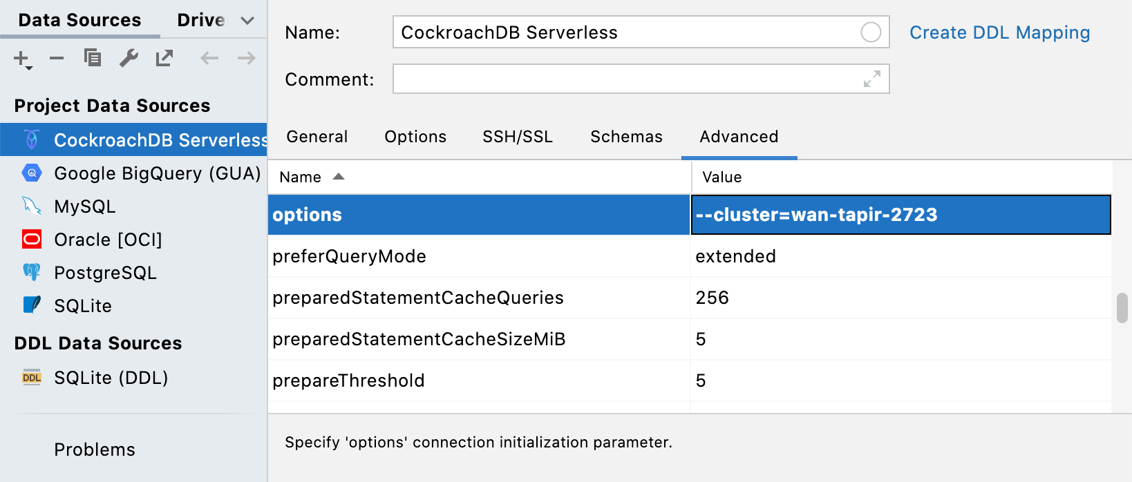 add options parameter add options parameter
