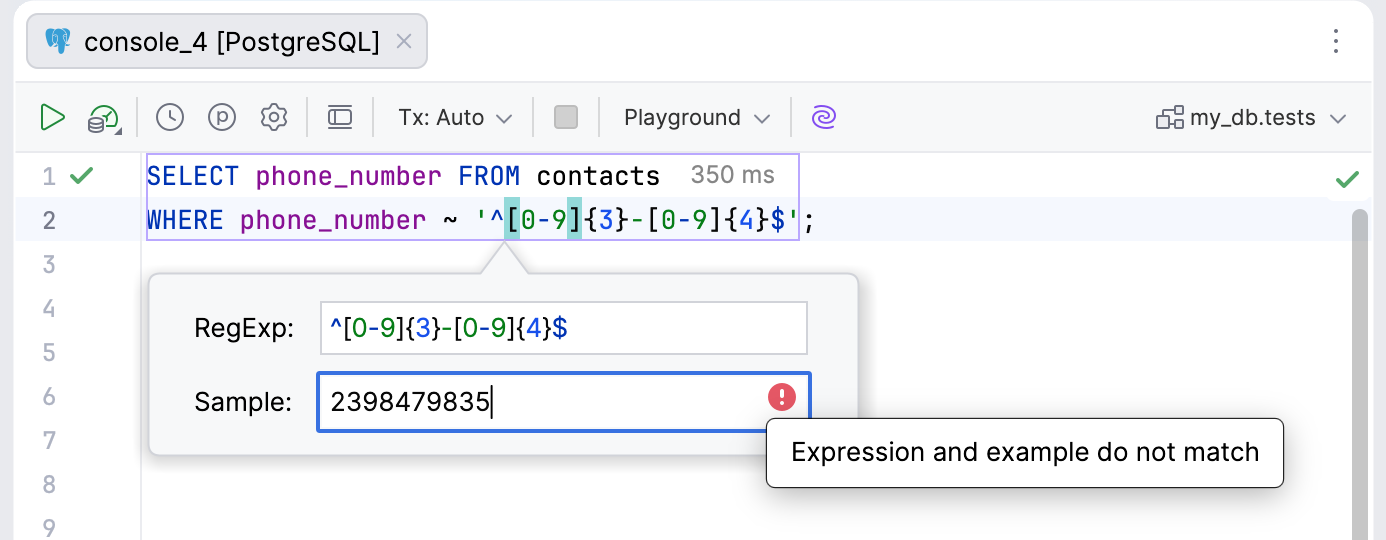 A dialog with current regex A dialog with current regex