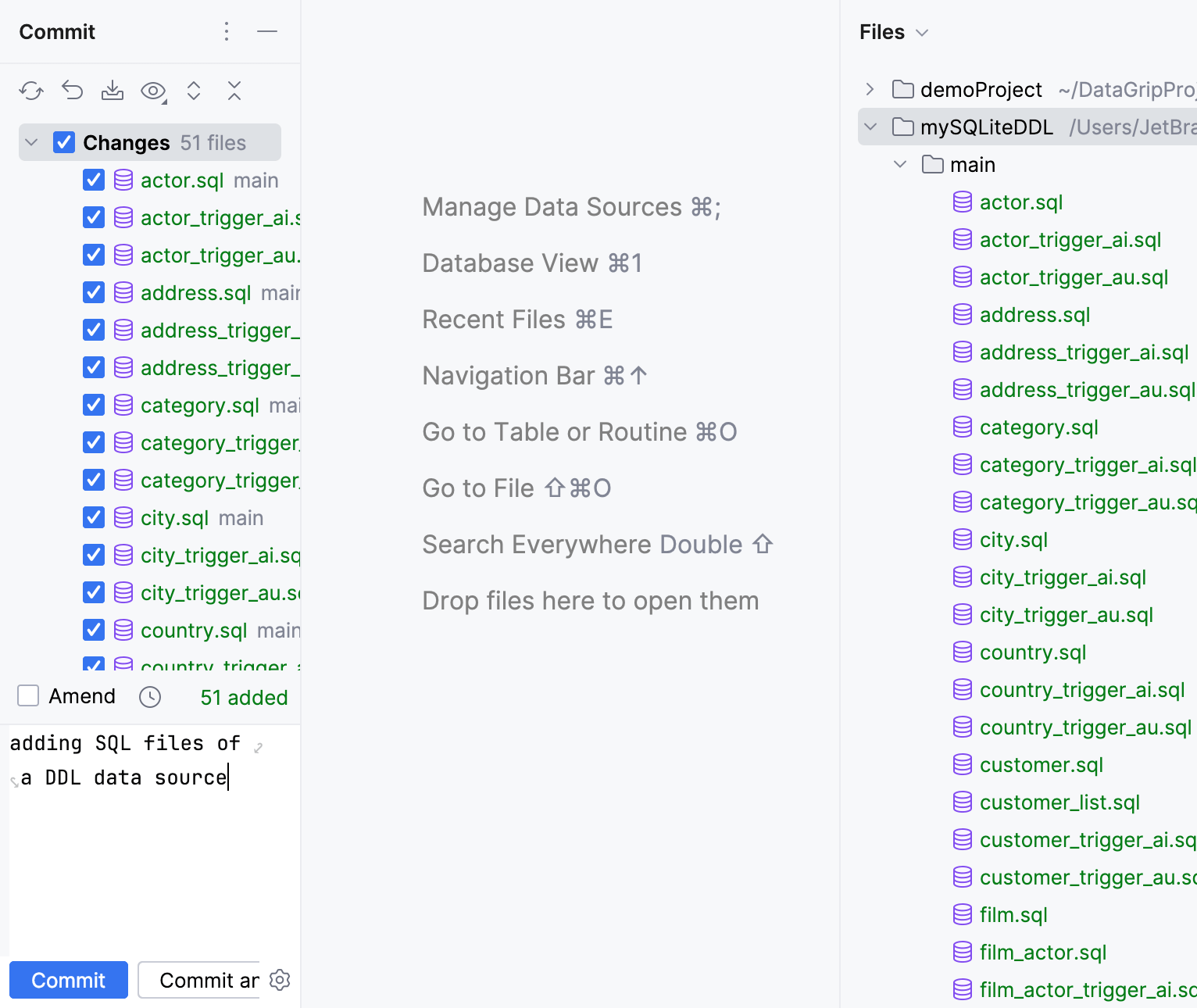 Commit and push your DDL data source to VCS Commit and push your DDL data source to VCS