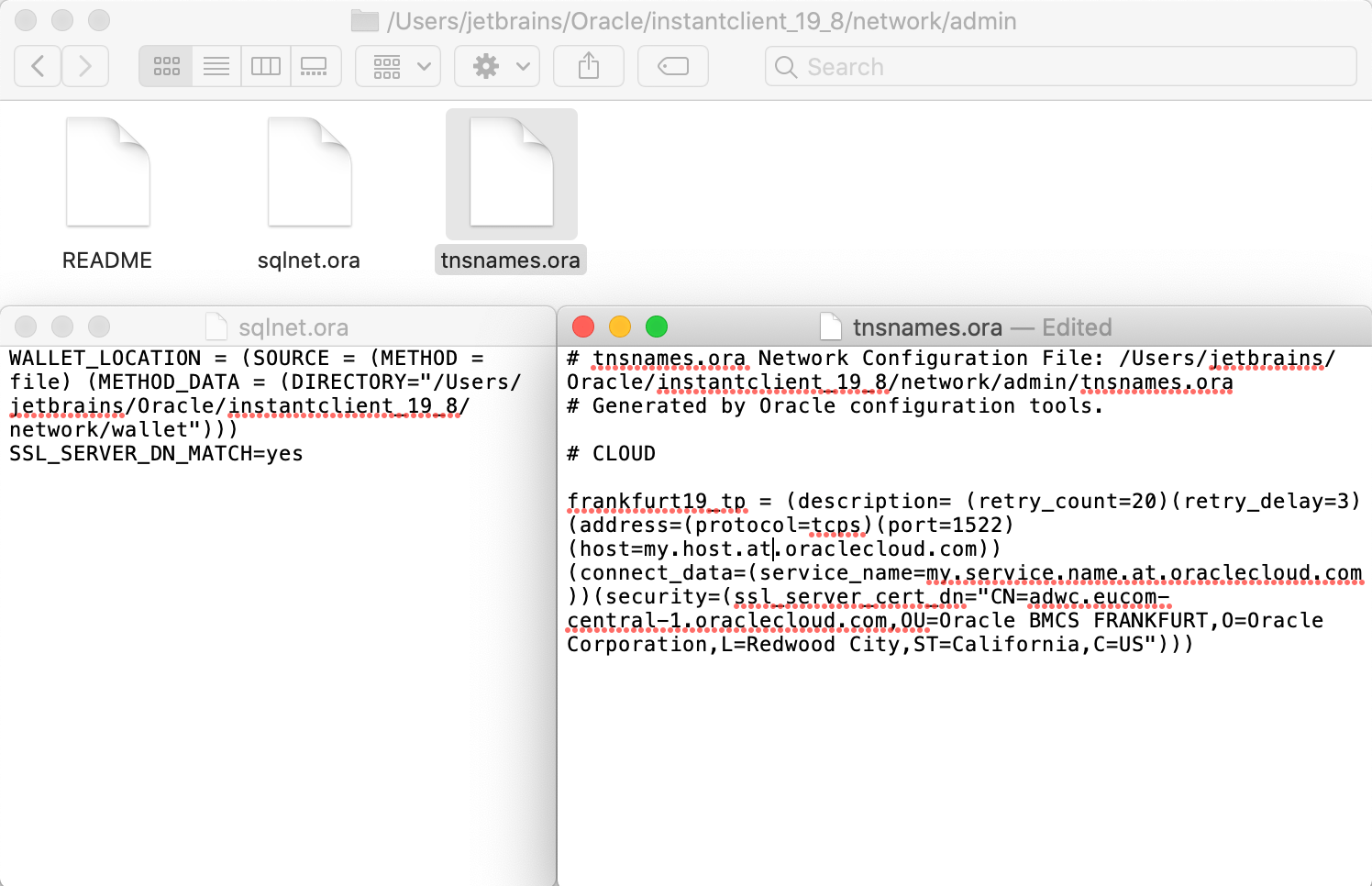 Configuring TNS files Configuring TNS files