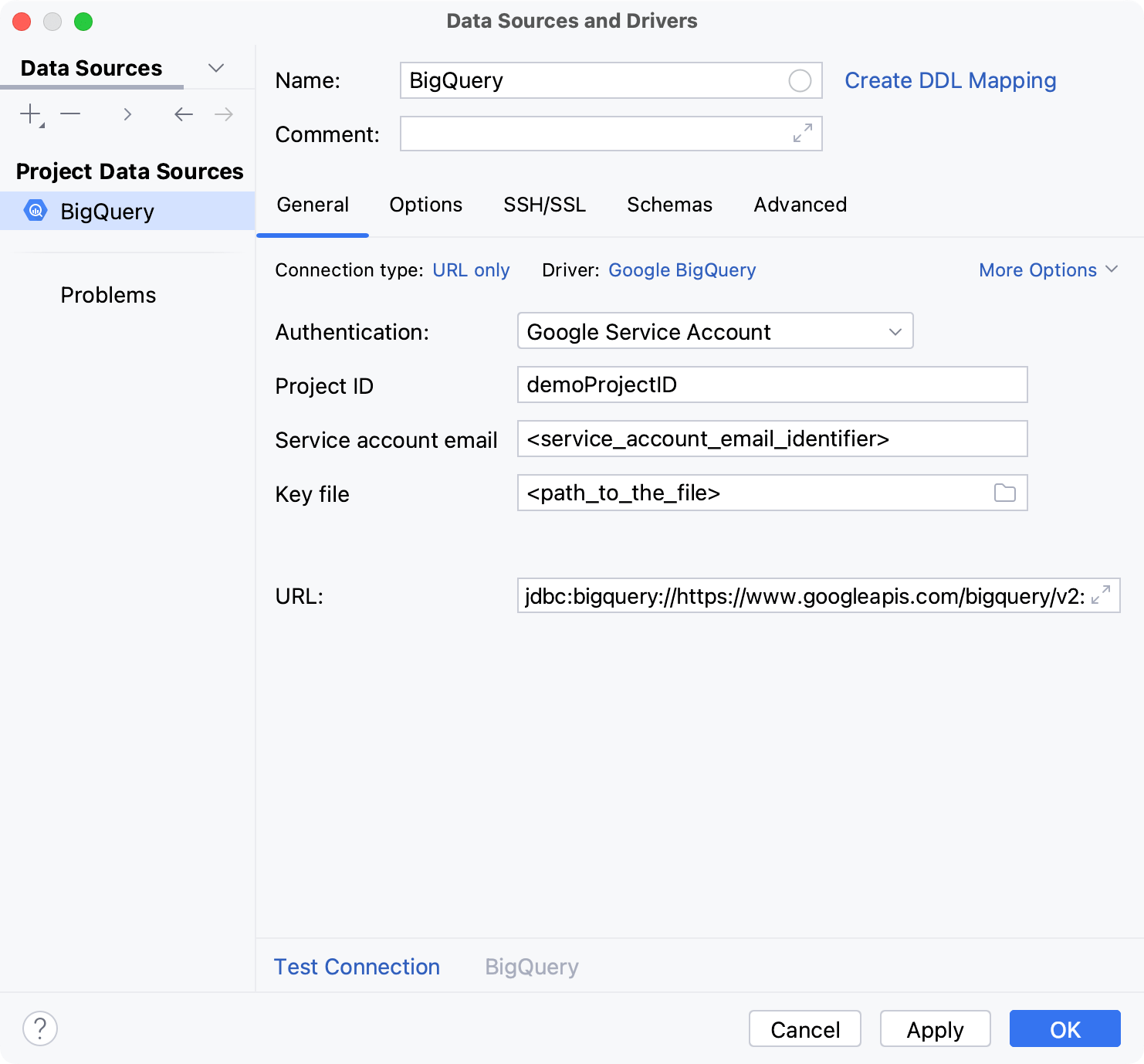 Database connection details Database connection details