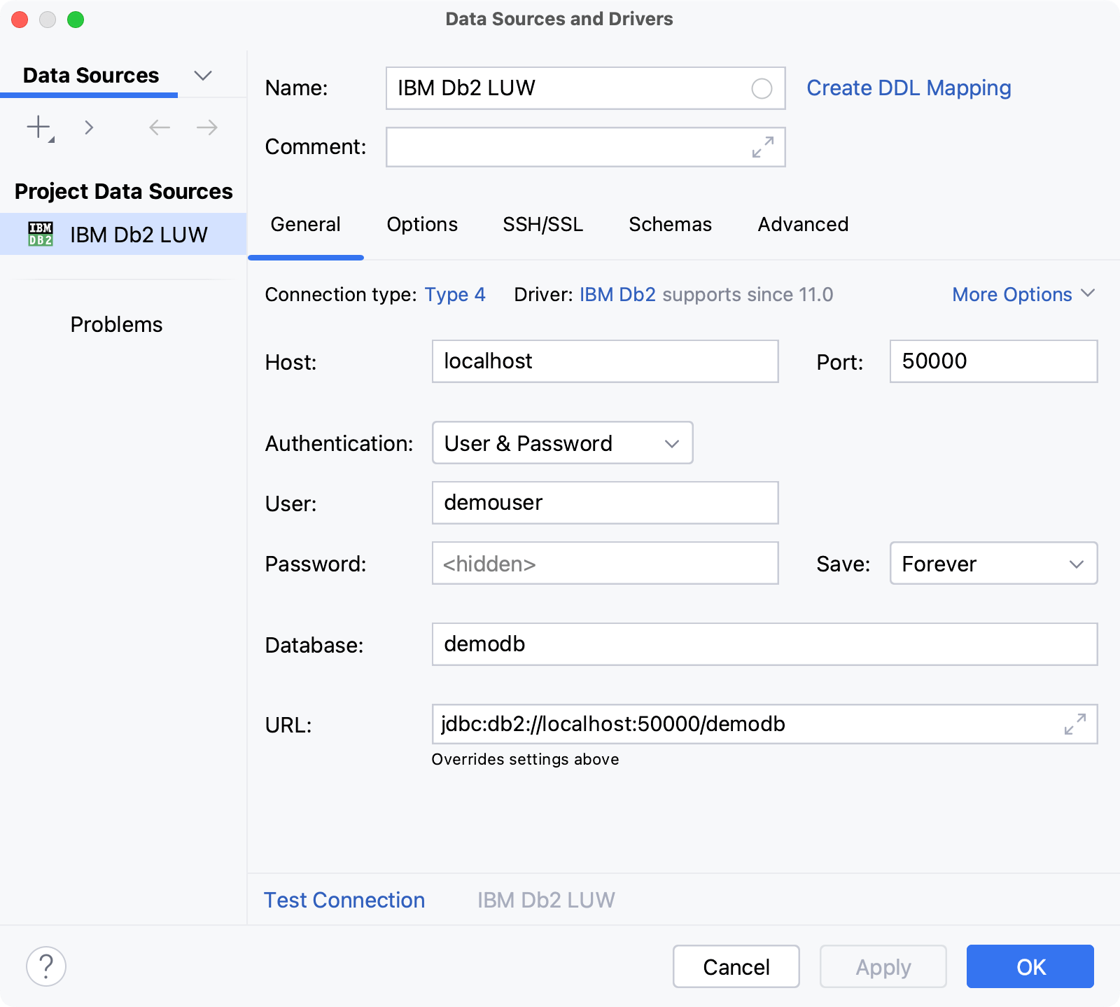 Database connection details Database connection details
