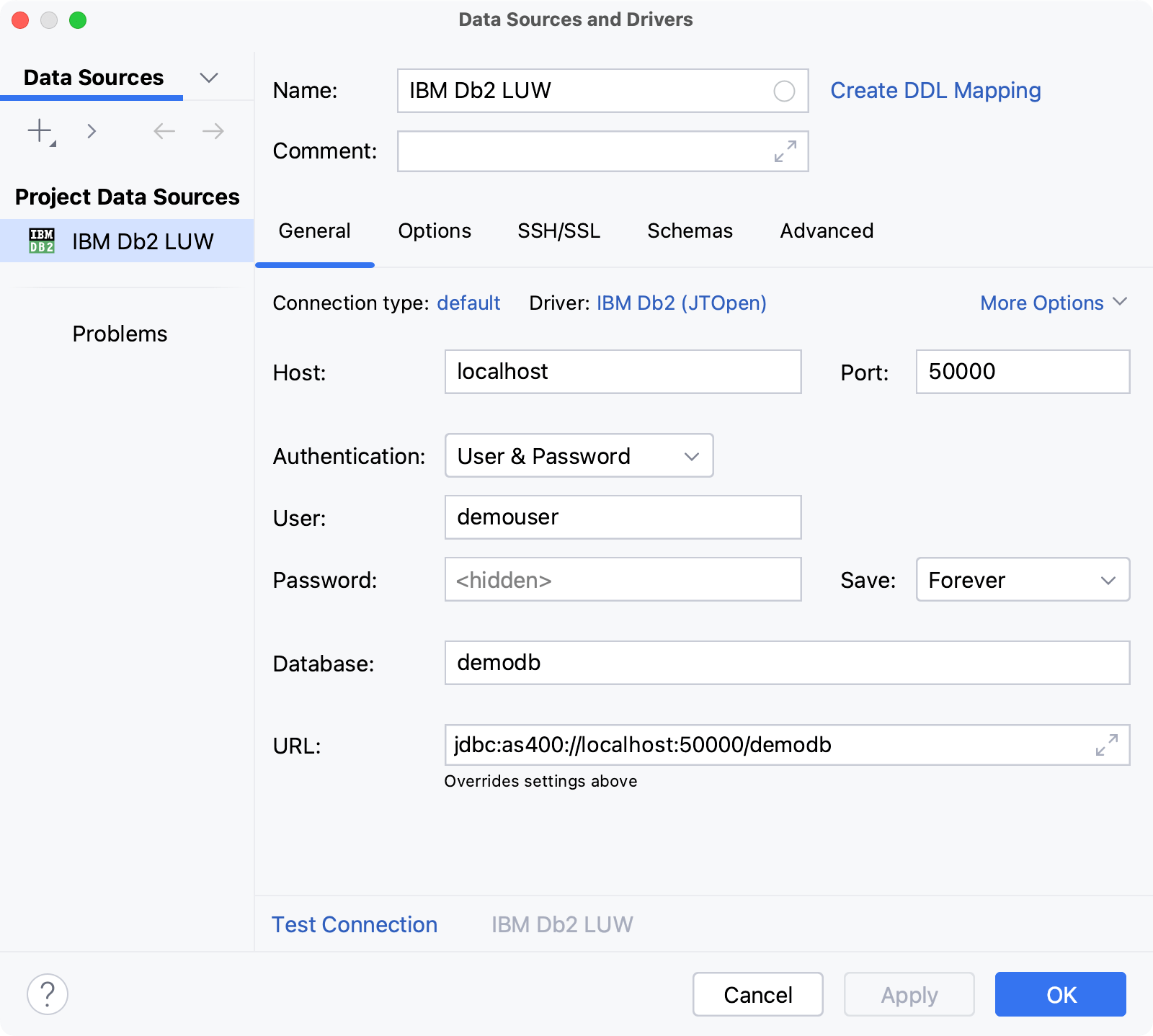 Database connection details Database connection details