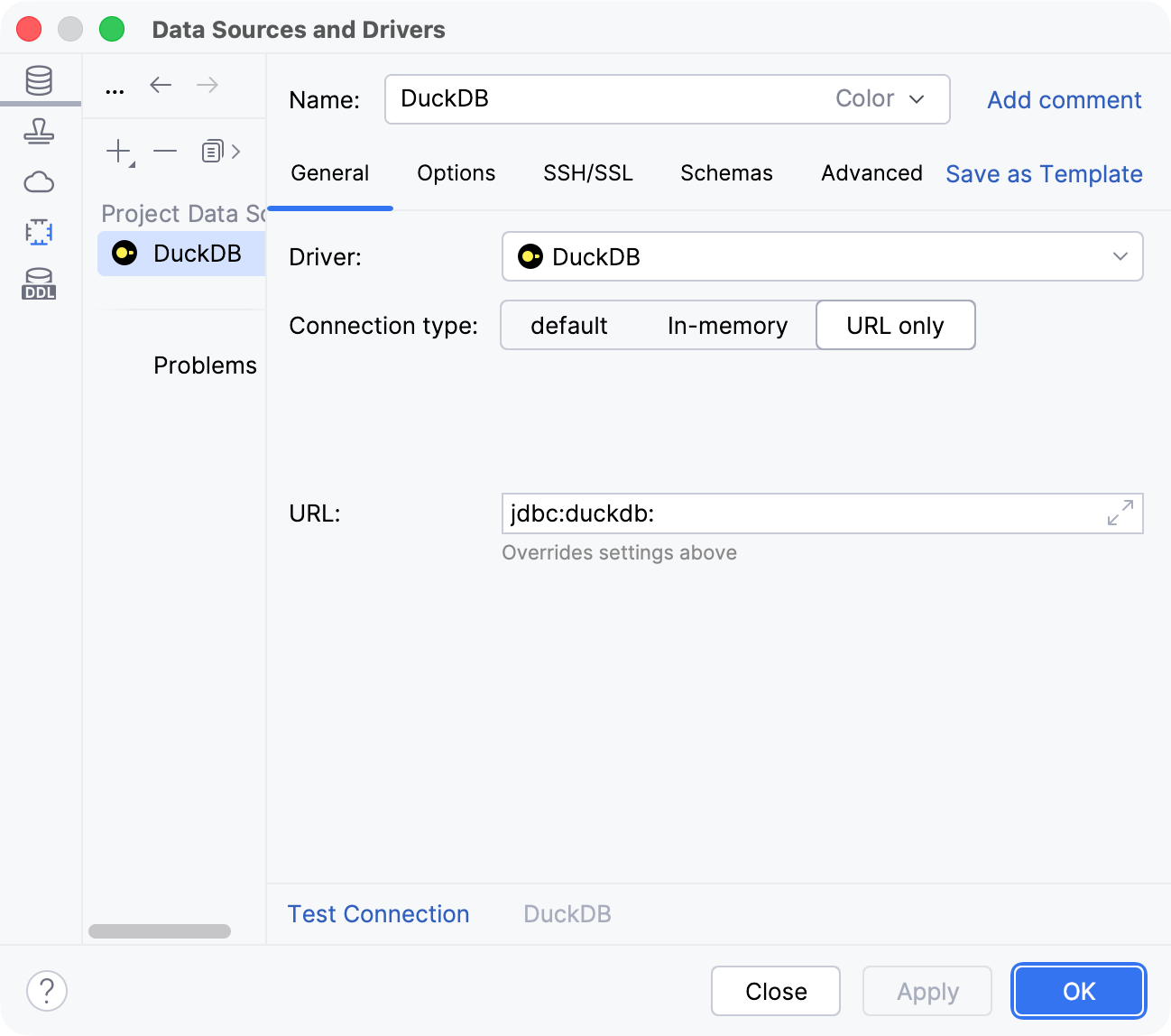 Database connection details