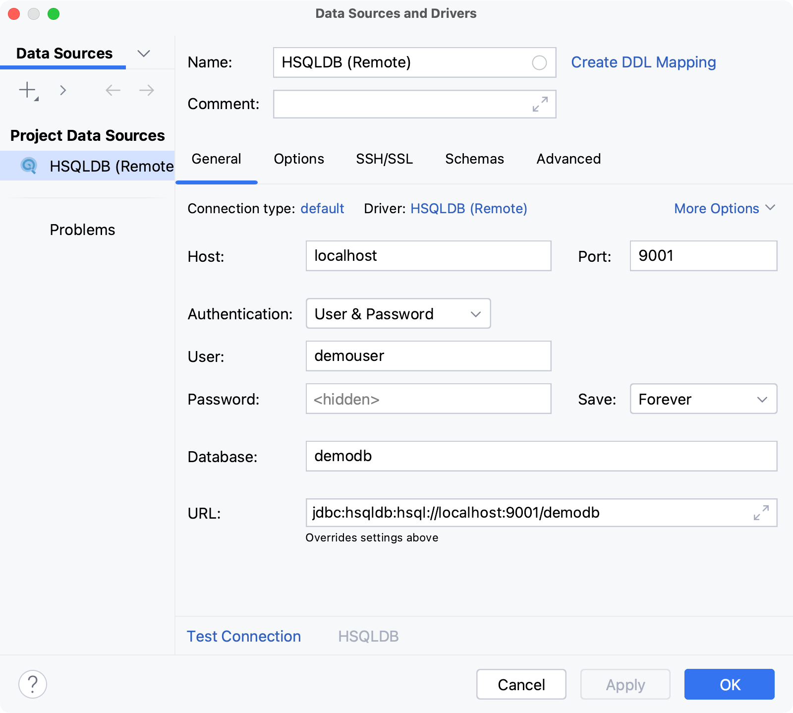 Database connection details Database connection details