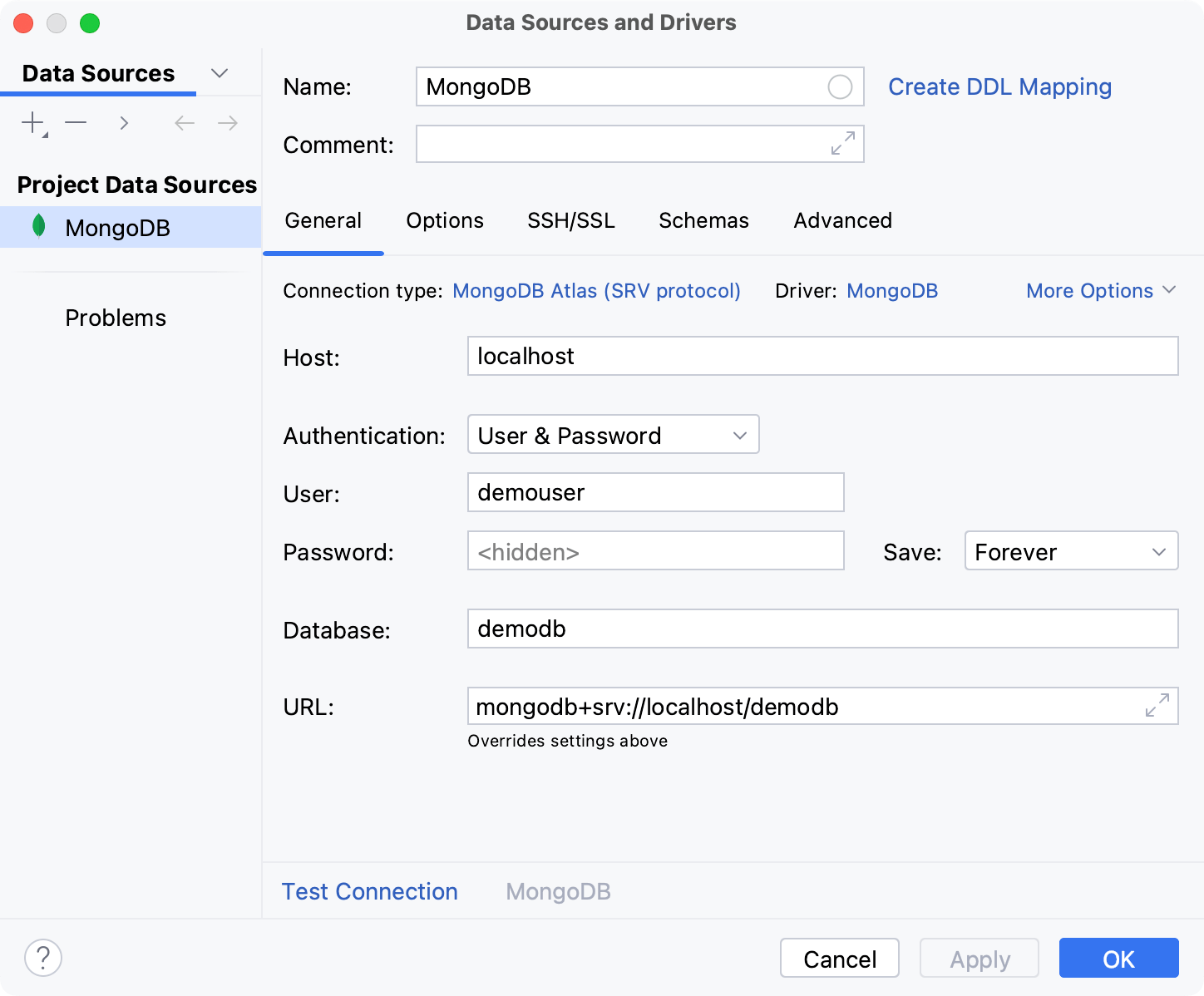 Database connection details Database connection details