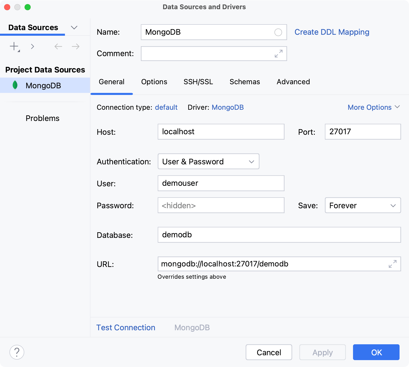 Database connection details Database connection details