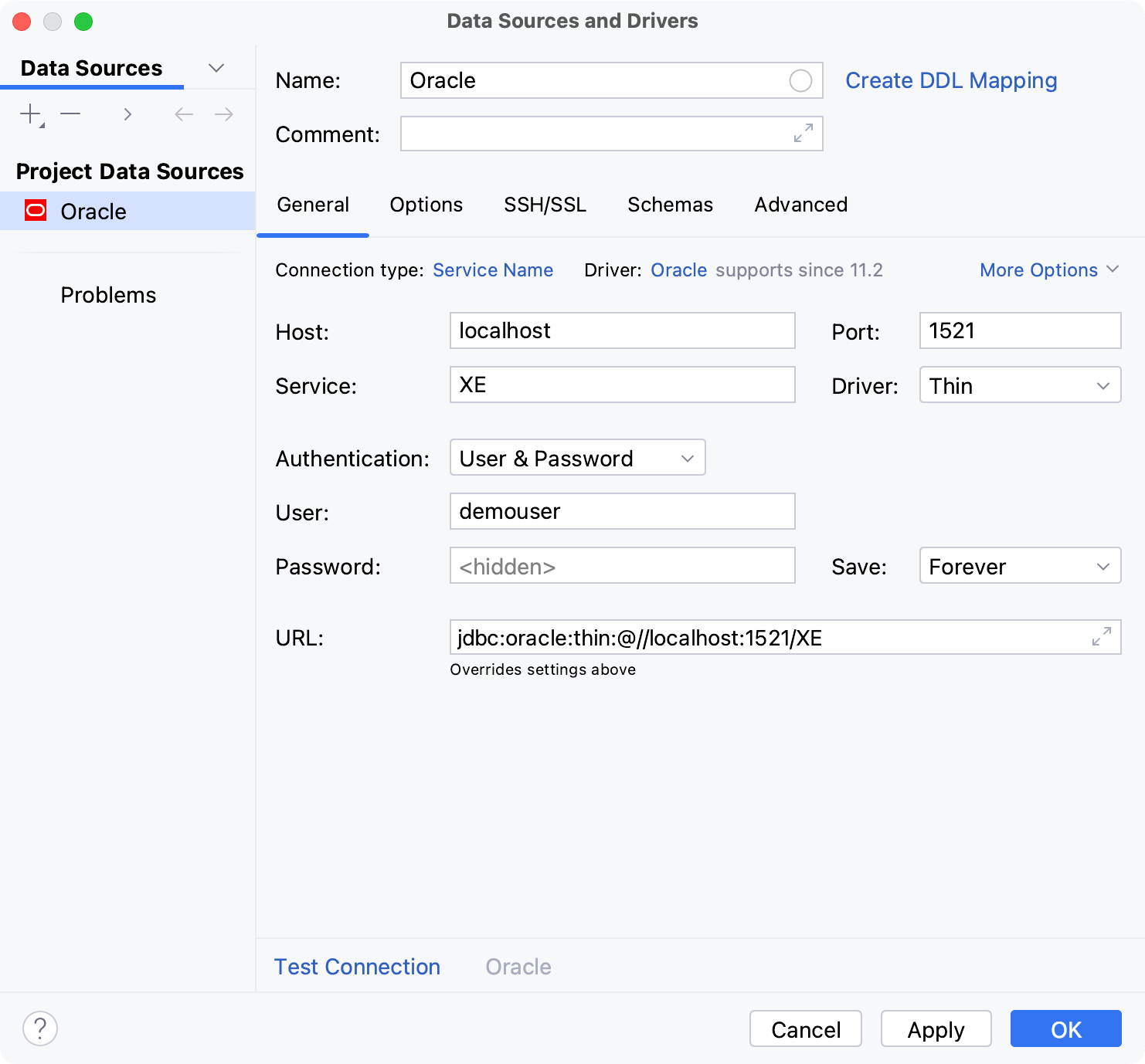 Database connection details Database connection details