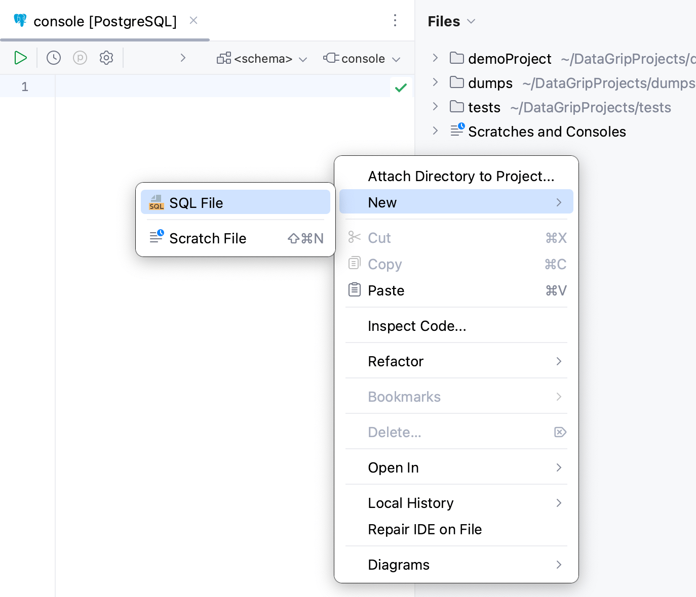 Create an SQL file Create an SQL file