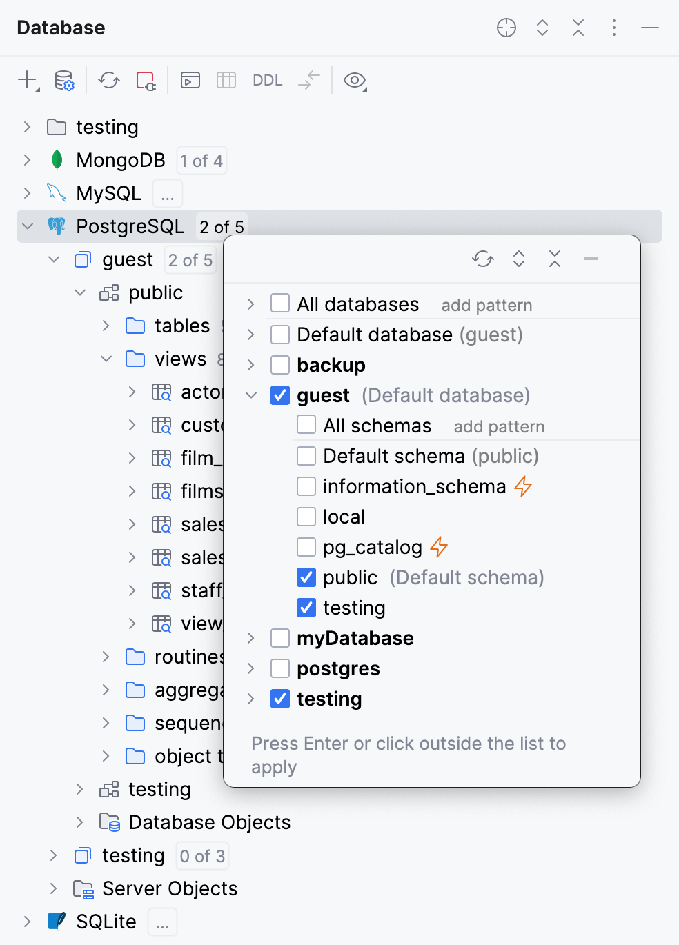 Database tool window Database tool window