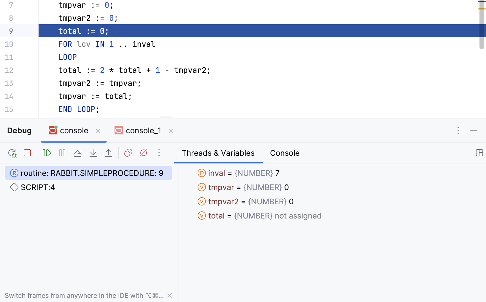 Inline variables view for the current session Inline variables view for the current session