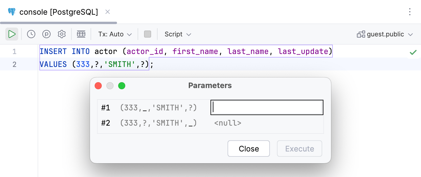 Execute a parametrized statement Execute a parametrized statement