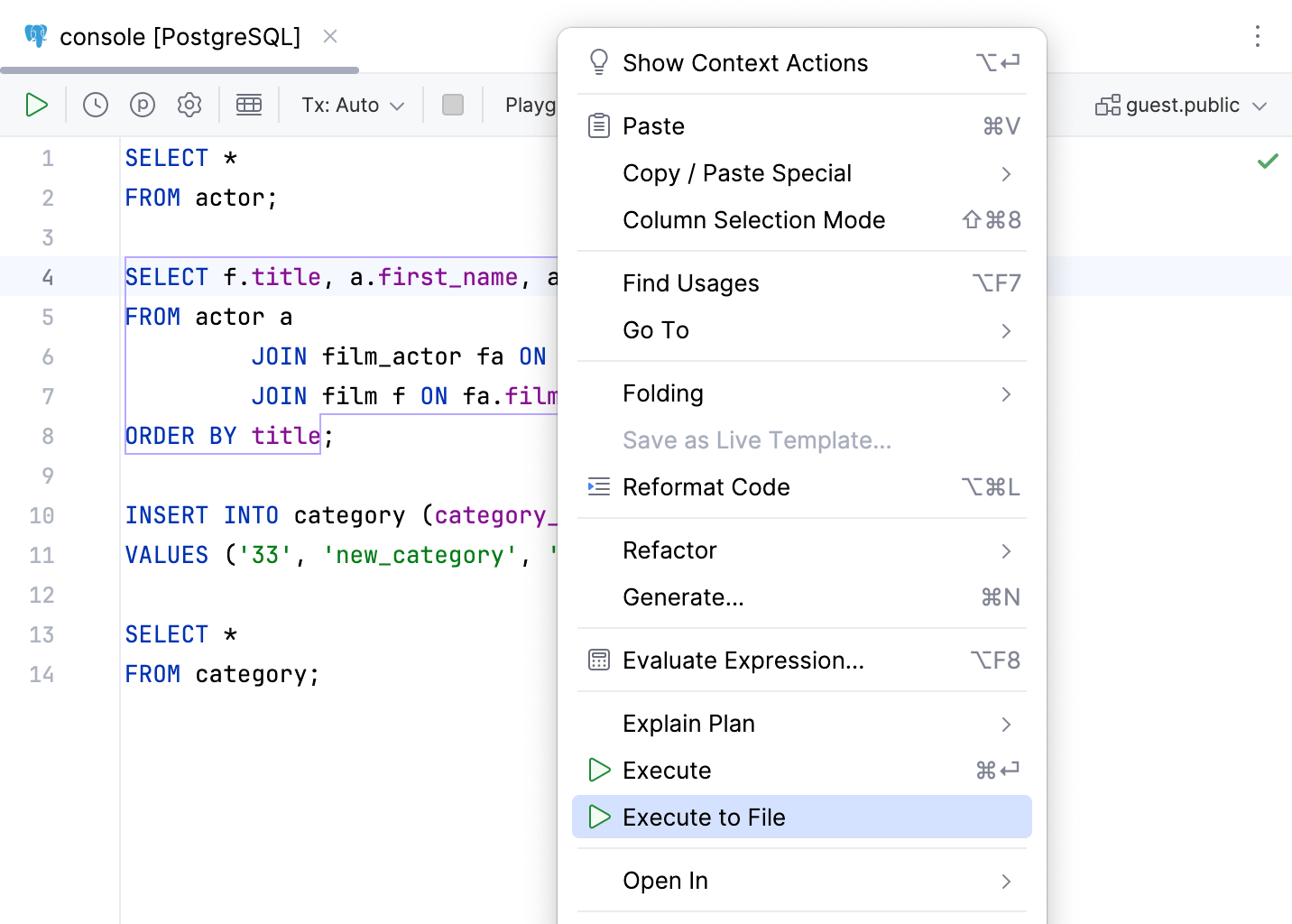 Save the result of a SELECT statement into a file Save the result of a SELECT statement into a file