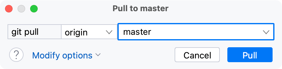 The Pull dialog The Pull dialog