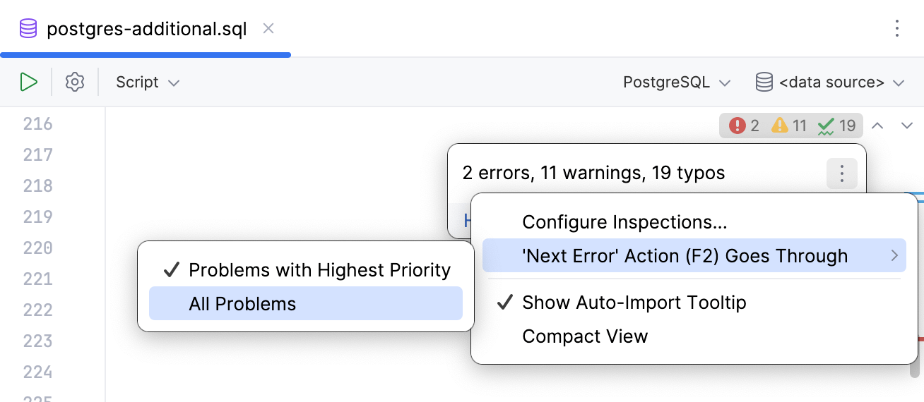 Configuring navigation between highlighted lines Configuring navigation between highlighted lines