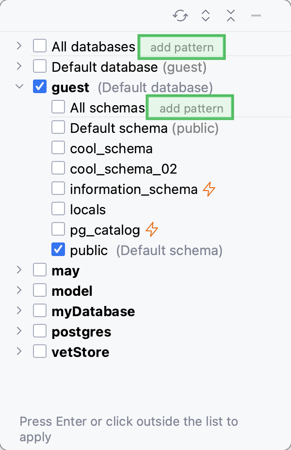 Pattern-based schema filter Pattern-based schema filter