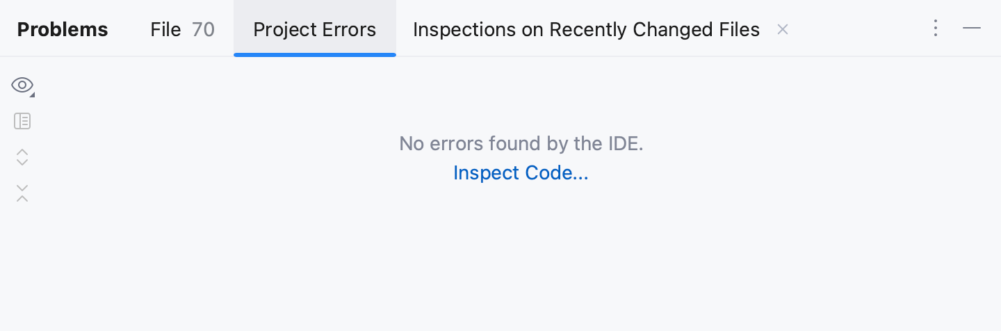 Project Errors tab Project Errors tab