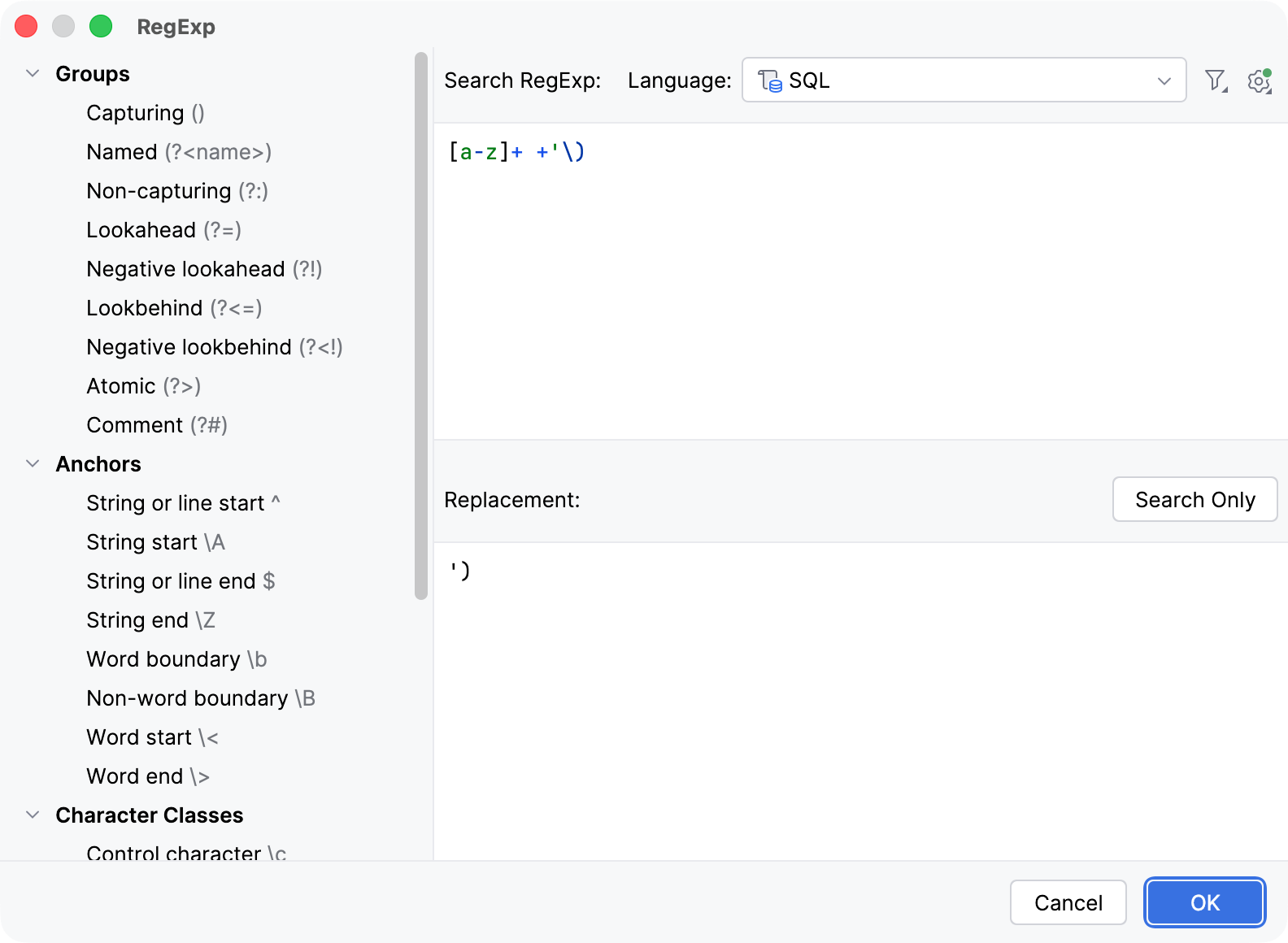 Search RegExp Search RegExp