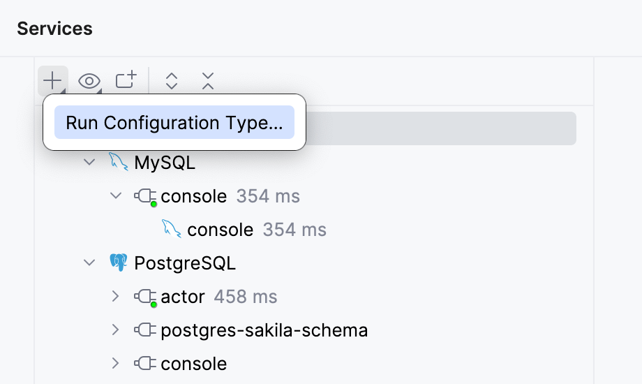 Adding a configuration to the Services tool window Adding a configuration to the Services tool window